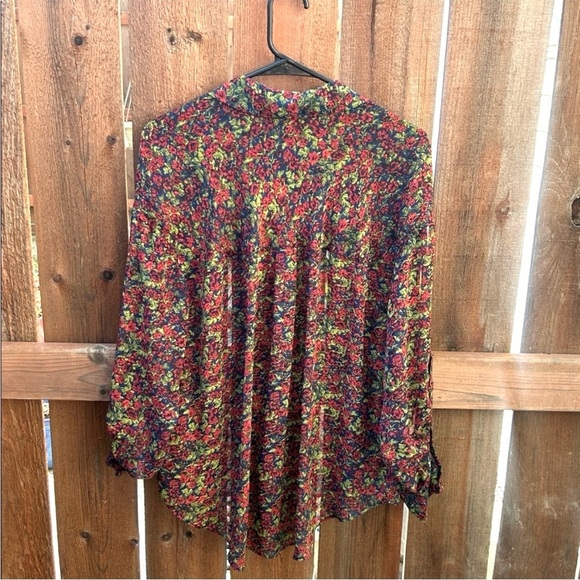 Free People Floral Button Down High Low Blouse - Picture 2 of 13